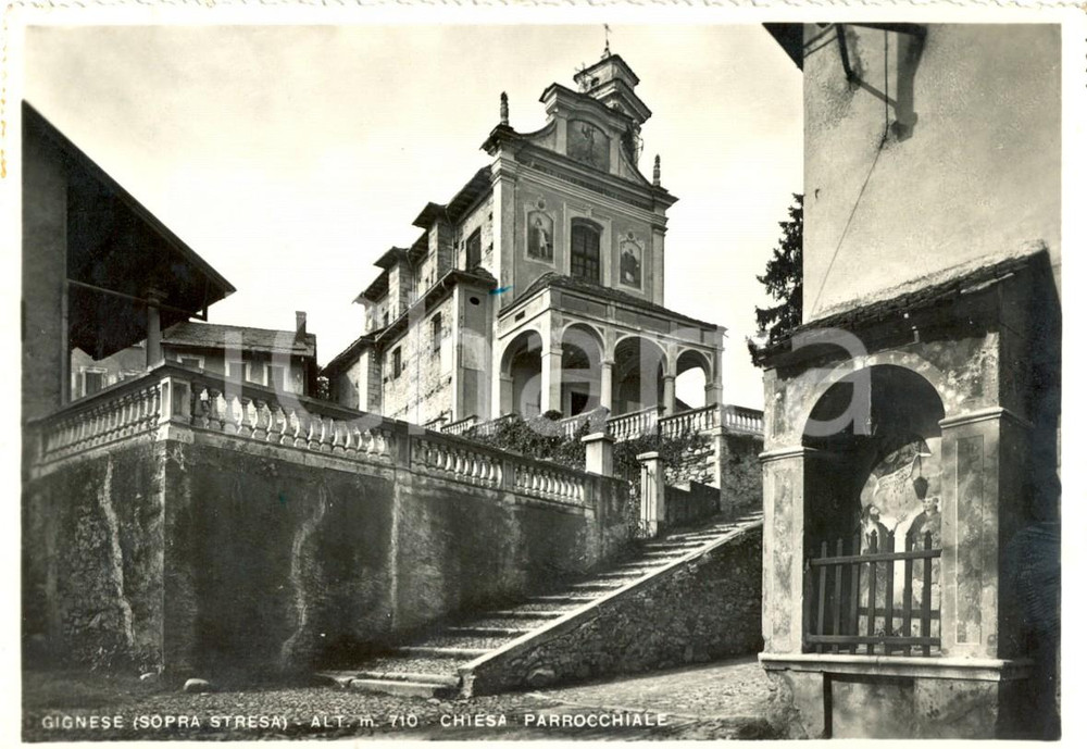 Cartolina originale da collezione 1955 ca GIGNESE (VB) La chiesa parrocchiale di SAN MAURIZIO *FG VG 1