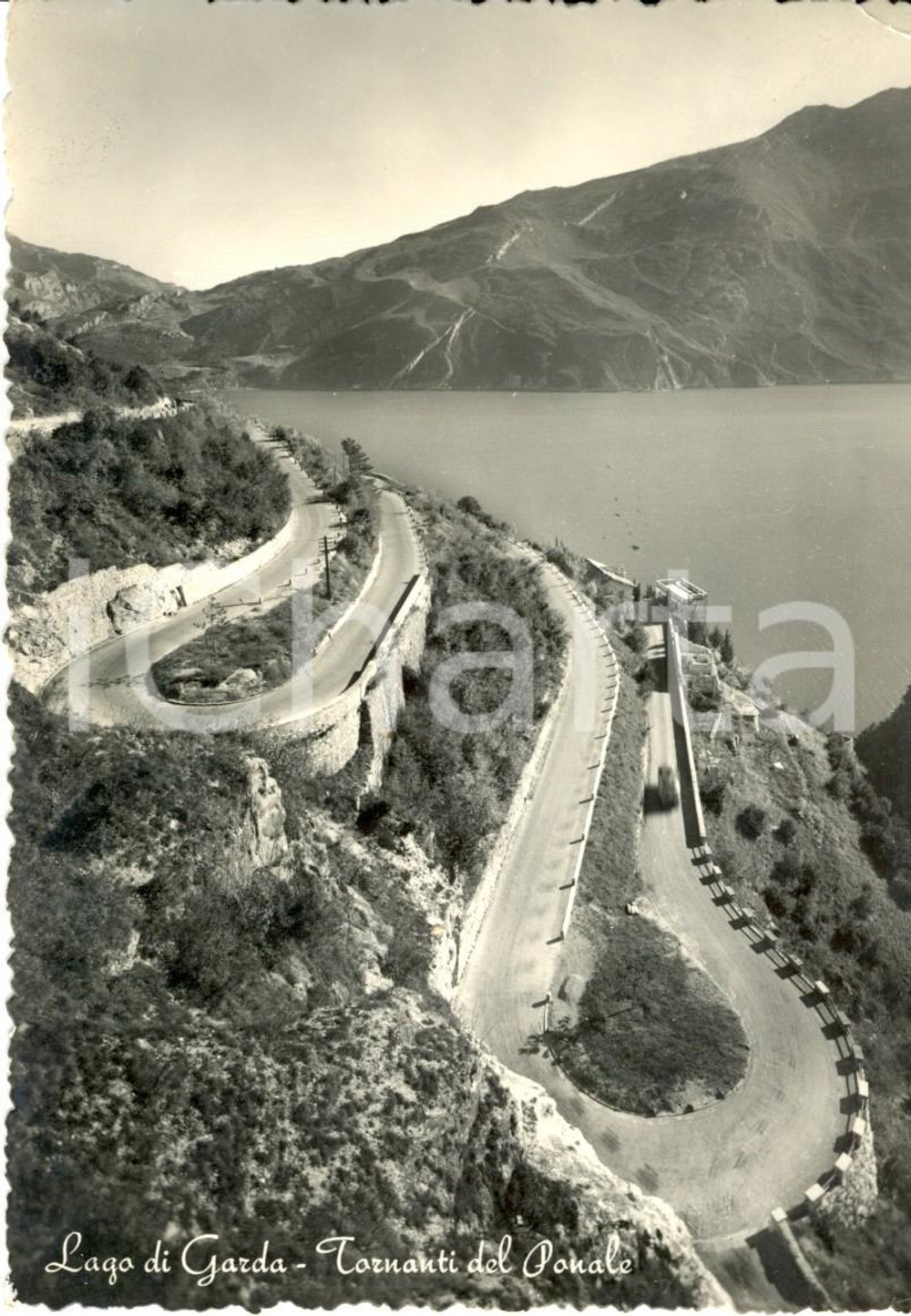 Cartolina originale da collezione 1953 TRENTO Scorcio del LAGO DI GARDA e tornanti del PONALE *Cartolina FG VG 1