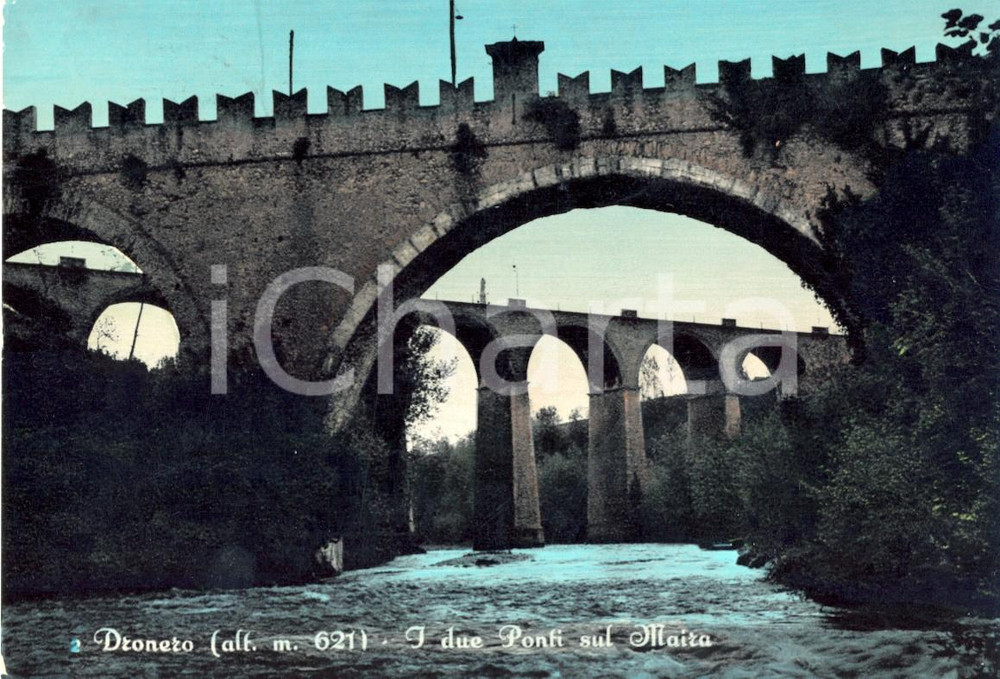Cartolina originale da collezione 1960 DRONERO (CN) Primo piano del PONTE DEL DIAVOLO sul Maira *Cartolina FG VG 1
