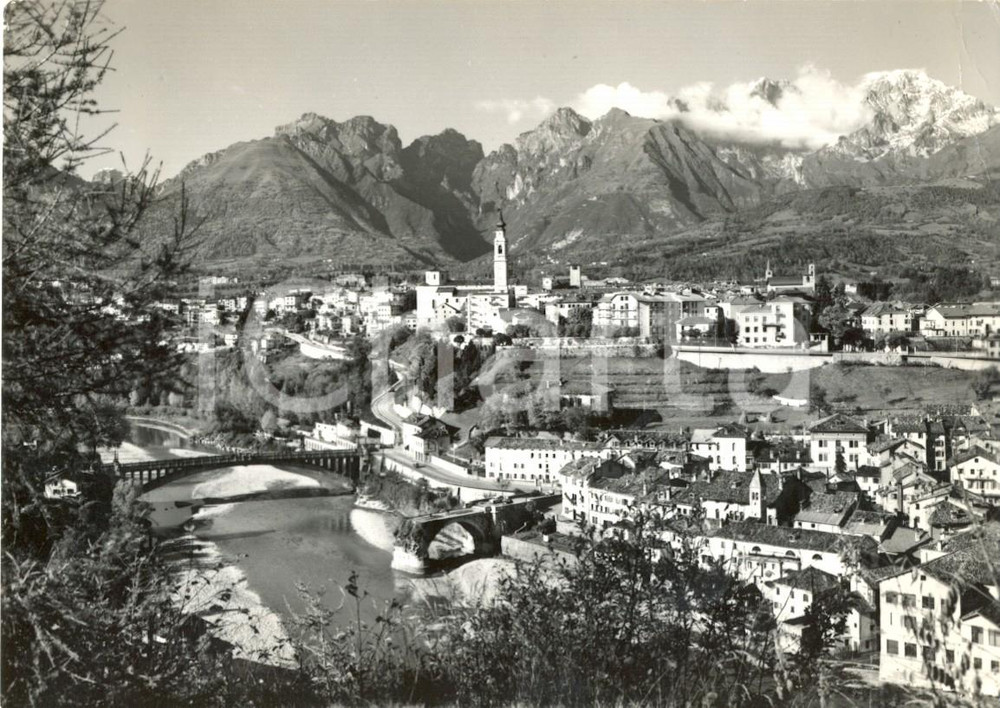 Cartolina originale da collezione 1964 BELLUNO Panorama e ponte della VITTORIA sul PIAVE Cartolina postale FG VG 1