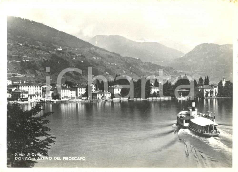 Cartolina originale da collezione 1951 DONGO (CO) L'arrivo del PIROSCAFO *Cartolina postale FG VG 1