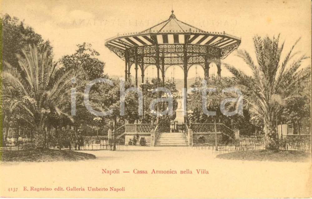 Cartolina originale da collezione 1900 ca NAPOLI La CASSA ARMONICA nel parco della Villa comunale Cartolina FP NV 1