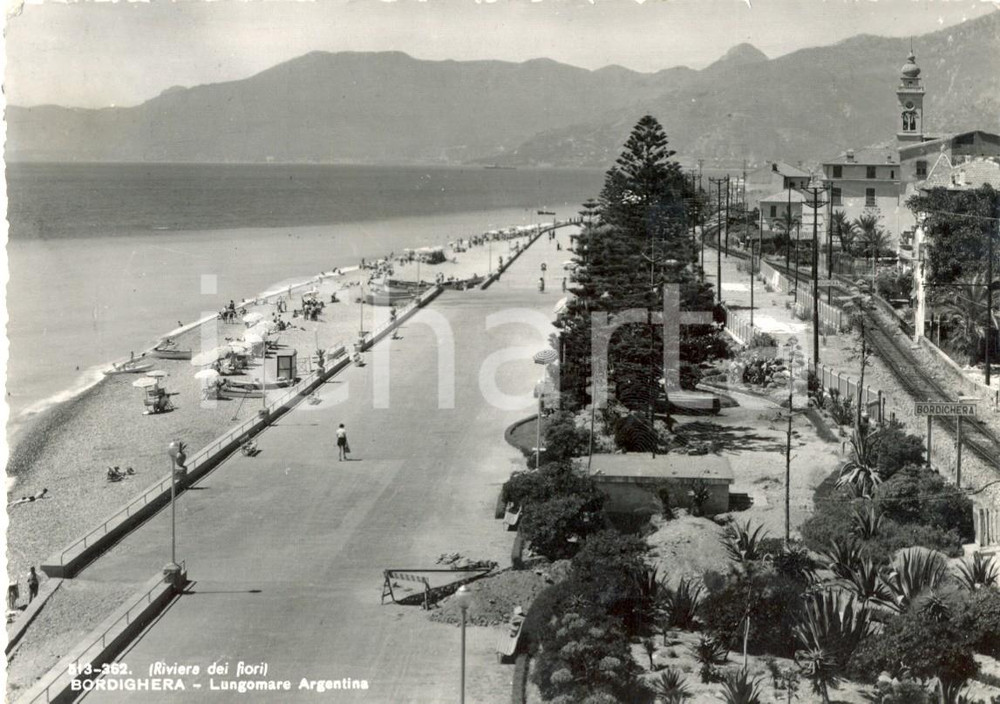 Cartolina originale da collezione 1950 ca BORDIGHERA IM Riviera dei Fiori Lungomare ARGENTINA Cartolina FG VG 1