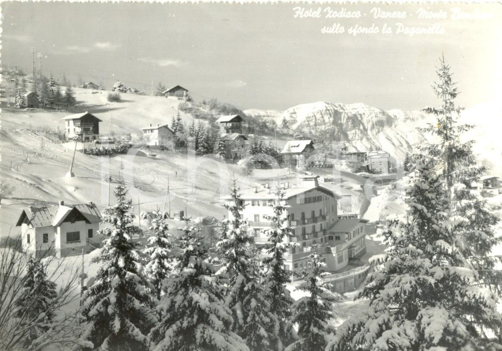 Cartolina originale da collezione 1964 TRENTO Veduta dell'Hotel ZODIACO a VANEZE e Monte BONDONE *Cartolina FG VG 1