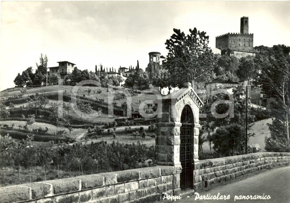 Cartolina originale da collezione 1957 POPPI AR Panorama con CASTELLO dei CONTI GUIDI Cartolina postale FG VG 1