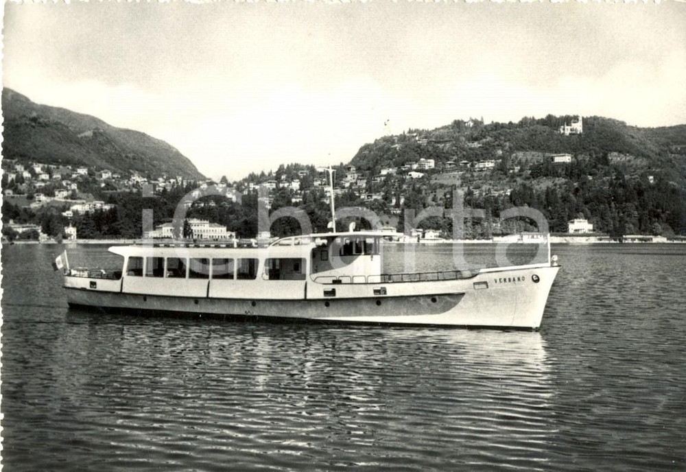 Cartolina originale da collezione 1950 ca COMO Motonave VERBANO naviga sul Lago Cartolina postale FG NV 1