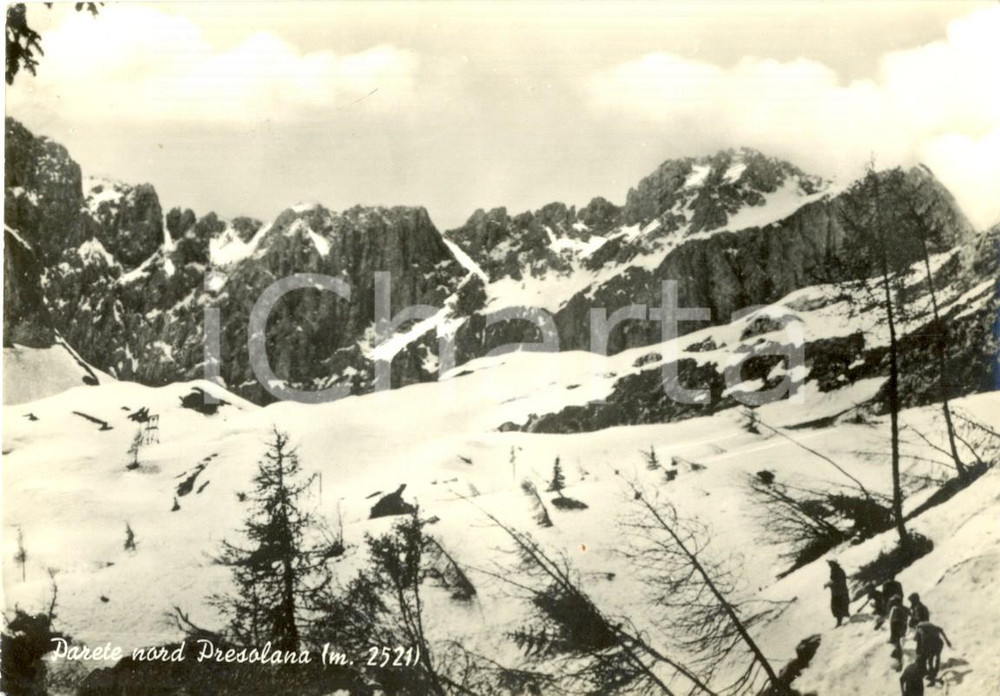 Cartolina originale da collezione 1963 BERGAMO La parete nord della PRESOLANA innevata Catolina postale FG VG 1