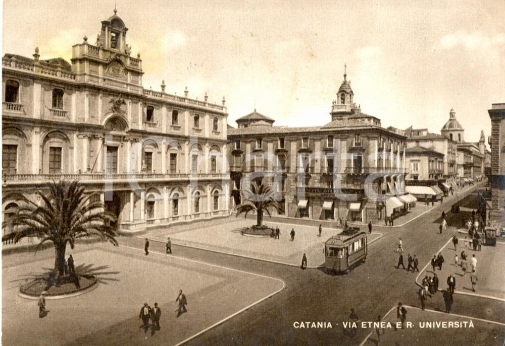 Cartolina originale da collezione 1958 CATANIA Via ETNA con FILOBUS e Regia UNIVERSITA   Cartolina postale FG VG 1