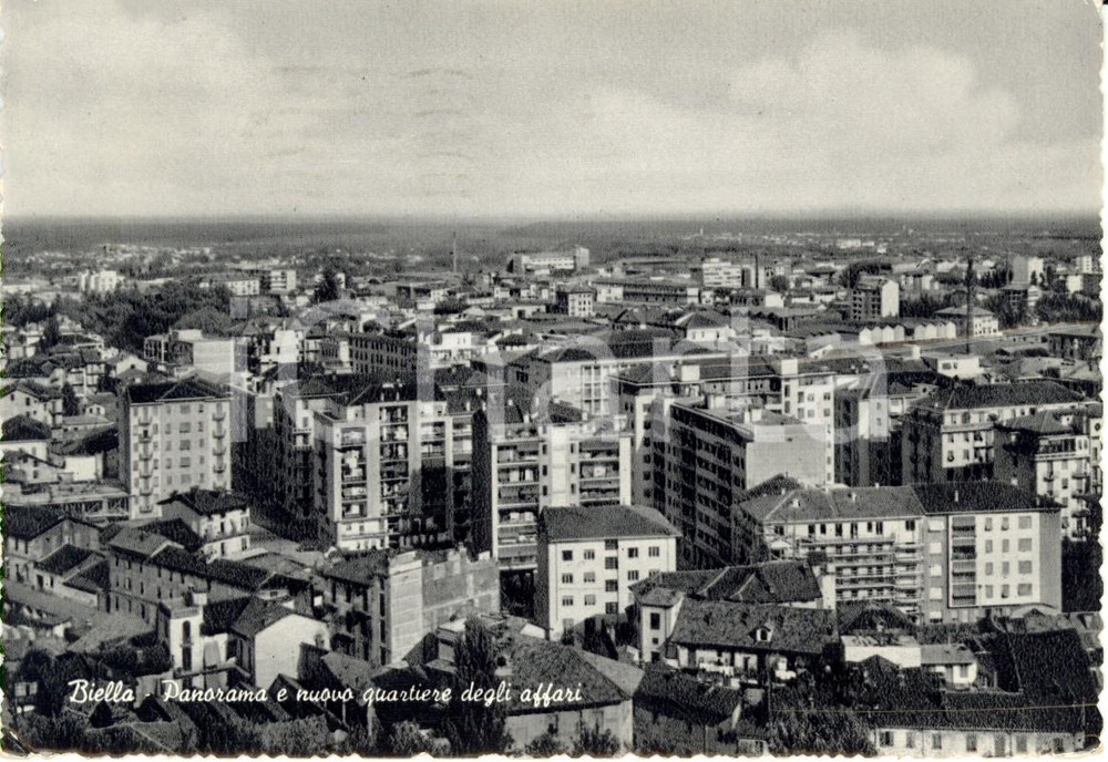 Cartolina originale da collezione 1961 BIELLA Panorama del nuovo quartiere degli affari *Cartolina postale FG VG 1