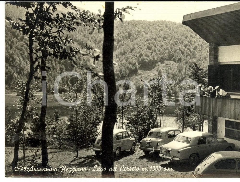Cartolina originale da collezione 1959 APPENNINO REGGIANO (RE) Turisti al Lago del CERRETO *Cartolina FG VG 1
