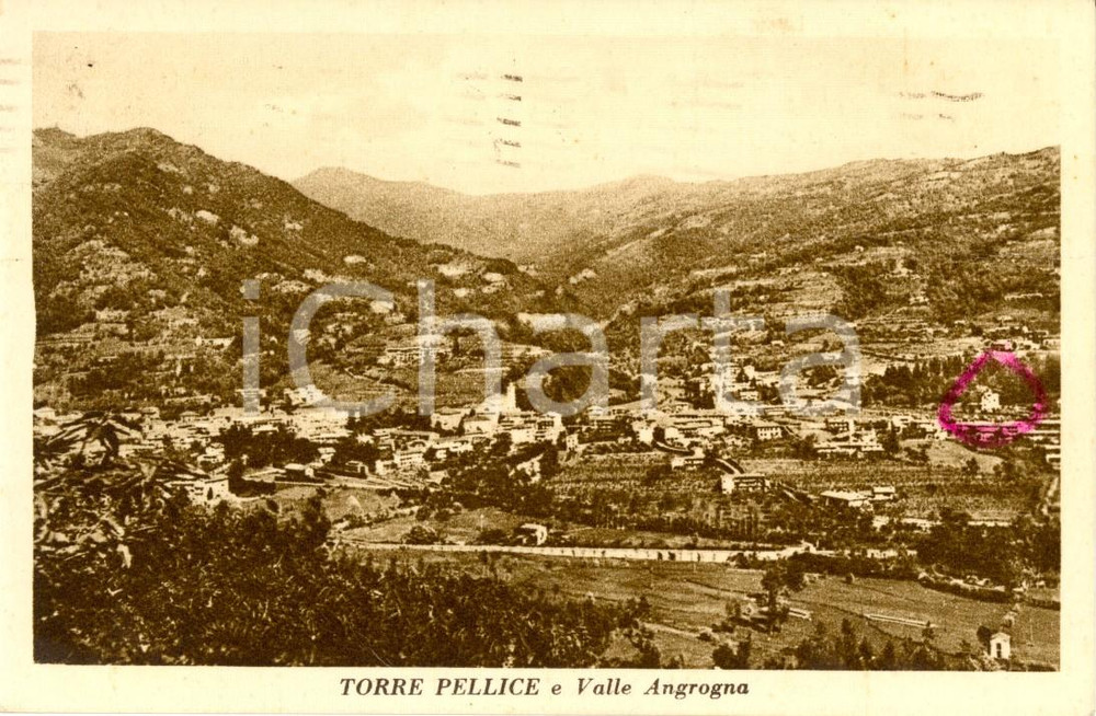 Cartolina originale da collezione 1948 TORRE PELLICE TO Panorama con la valle ANGROGNA Cartolina postale FP VG 1