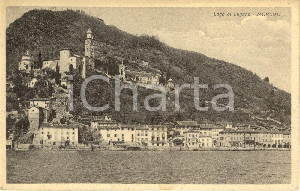Cartolina originale da collezione 1931 MORCOTE CH Veduta del borgo sul Lago di LUGANO Cartolina postale FP VG 1