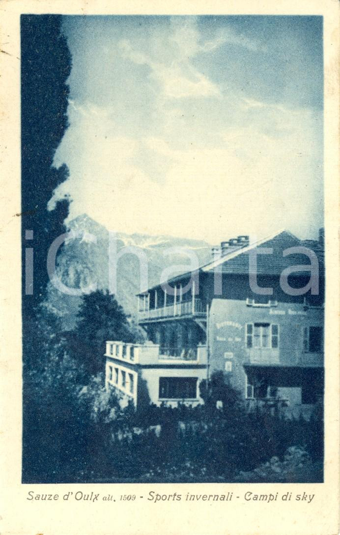 Cartolina originale da collezione 1927 SAUZE D OULX TO Hotel MIRAVALLE con campi di ski Cartolina postale FP VG 1