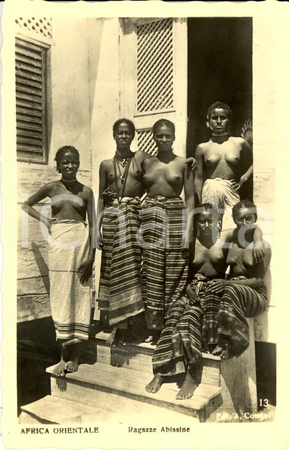 Cartolina originale da collezione 1940 ca AOI COSTUMI Ragazze ABISSINE in costume tipico *Cartolina FP NV 1