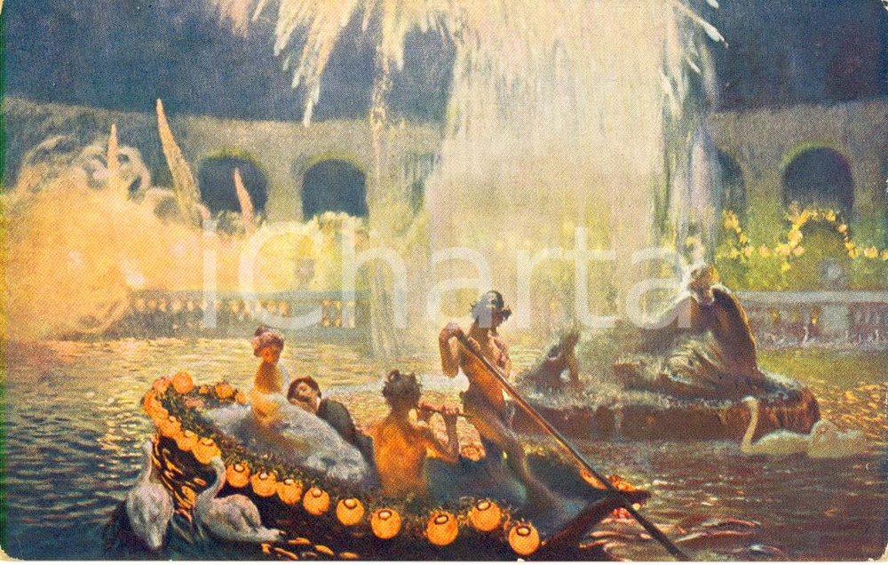 Cartolina originale da collezione 1910 ca ARTE Gaston LA TOUCHE FÃªte de nuit *Cartolina ILLUSTRATA  FP NV 1
