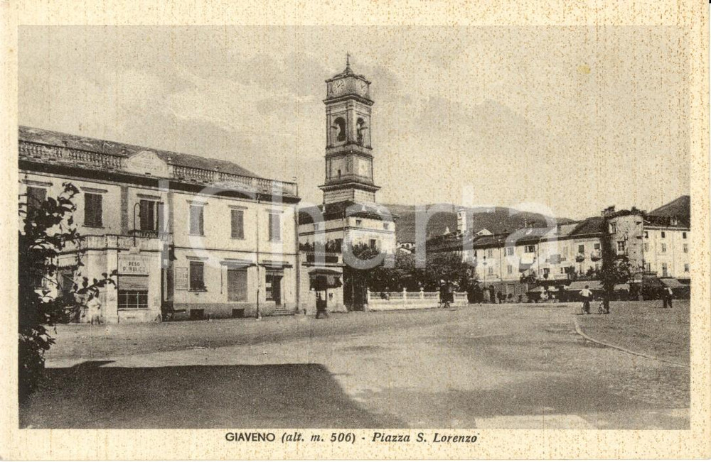 Cartolina originale da collezione 1943 GIAVENO TO Veduta di piazza SAN LORENZO  Peso pubblico  ANIMATA FP VG 1