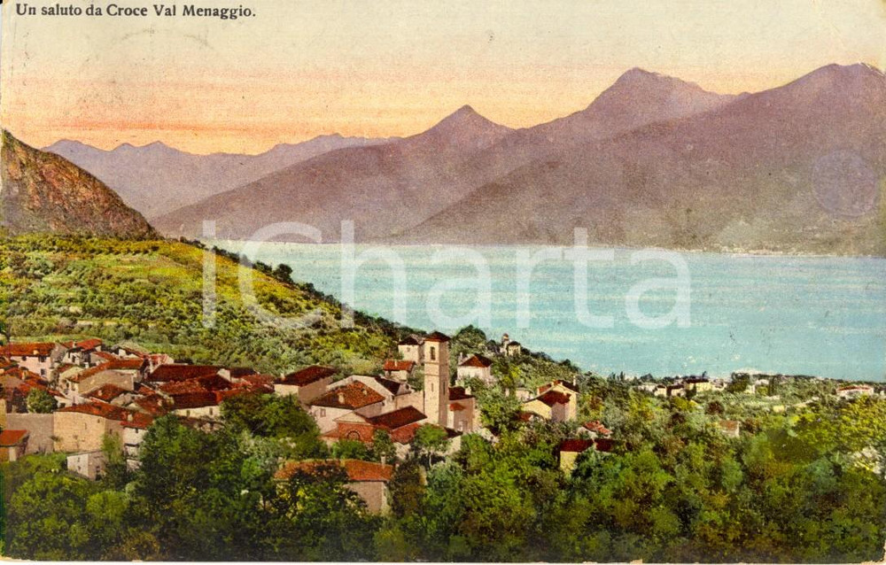 Cartolina originale da collezione 1922 MENAGGIO CO Veduta panoramica della frazione CROCE Cartolina FP VG 1