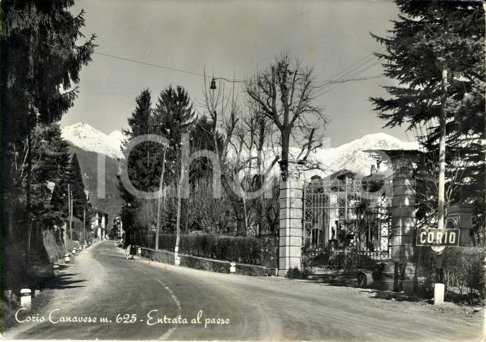 Cartolina originale da collezione 1950 ca CORIO CANAVESE (TO)  Entrata del paese *Cartolina ANIMATA FG NV 1