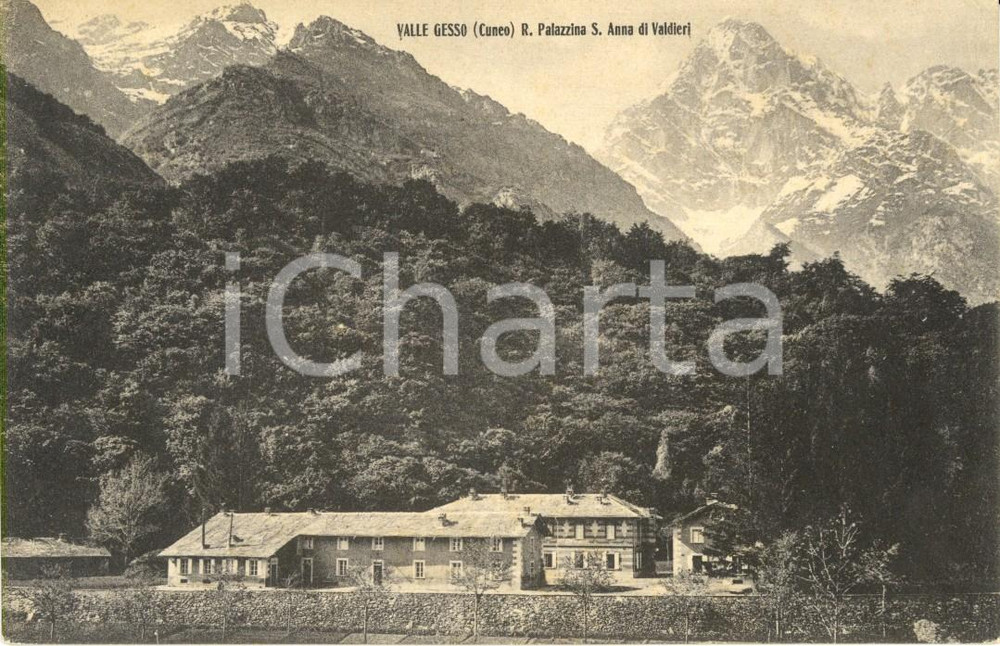 Cartolina originale da collezione 1908 SANT'ANNA DI VALDIERI (CN) VAL GESSO Regia Palazzina *Cartolina VG 1