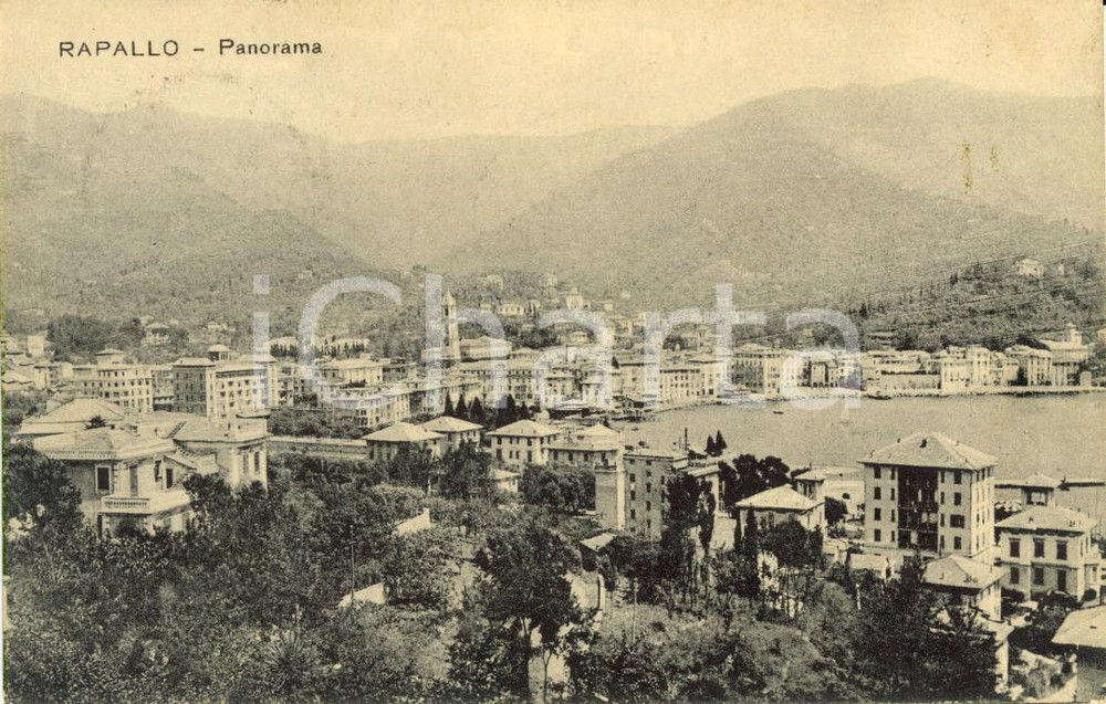 Cartolina originale da collezione 1921 RAPALLO GE Veduta panoramica della cittÃ  Cartolina postale FP VG 1