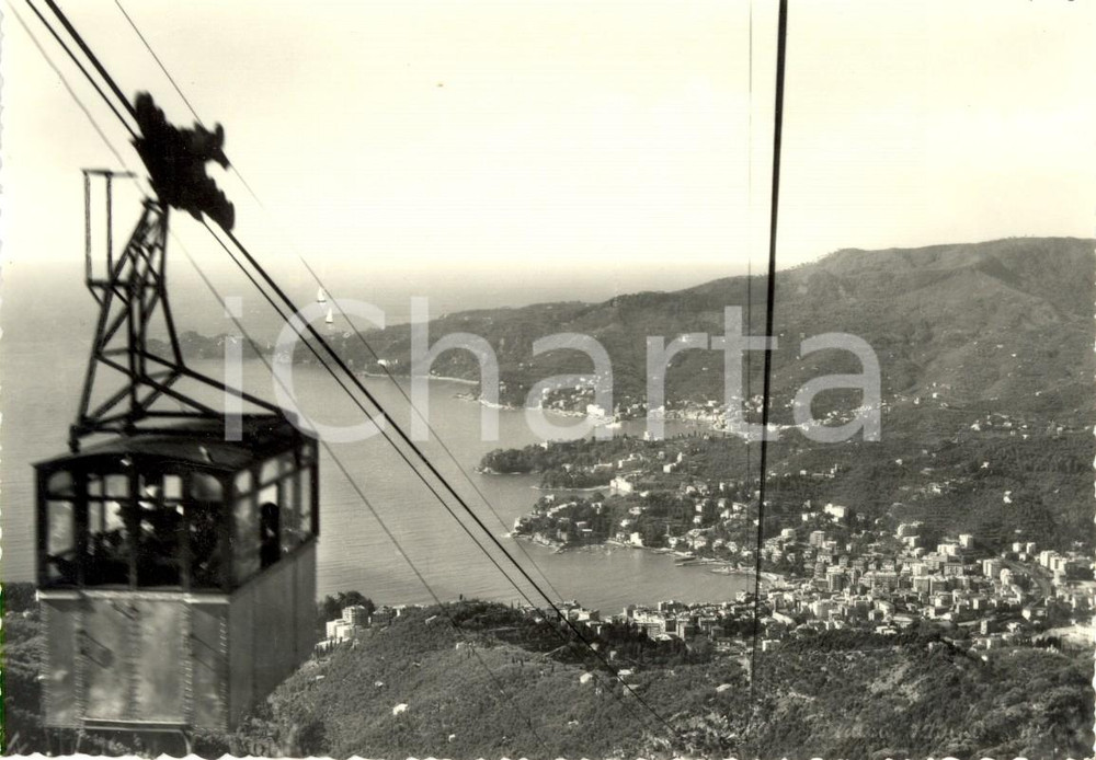 Cartolina originale da collezione 1960 ca RAPALLO GE Golfo del TIGULLIO dal santuario e funivia di MONTALLEGRO 1