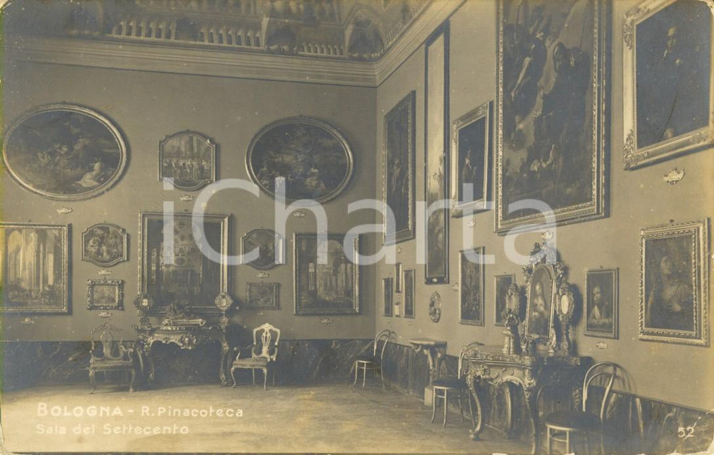 Cartolina originale da collezione 1920 ca BOLOGNA  Pinacoteca Nazionale - Sala del SETTECENTO *Cartolina FP NV 1