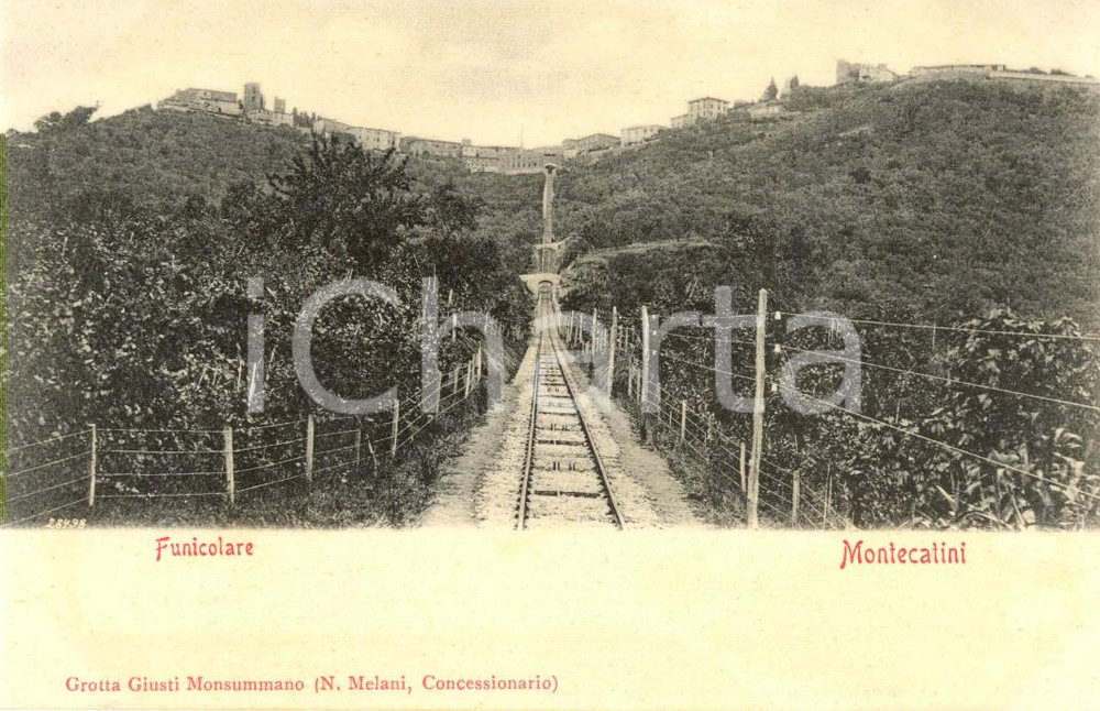 Cartolina originale da collezione 1900 ca MONTECATINI TERME PT Veduta paese e funicolare Cartolina FP NV 1