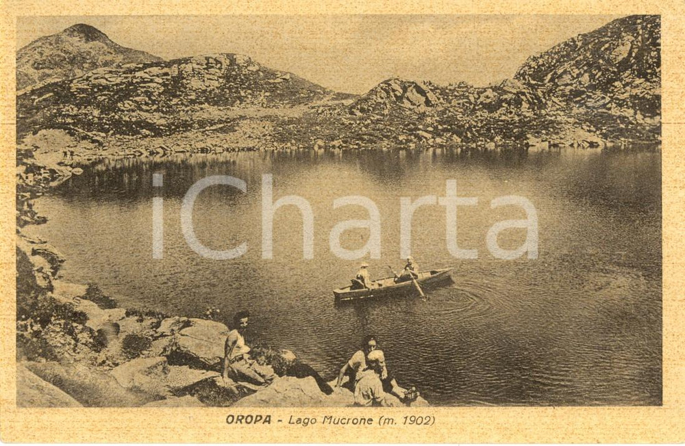 Cartolina originale da collezione 1930 ca OROPA (BI) In barca a remi sul Lago MUCRONE *Cartolina FP NV 1