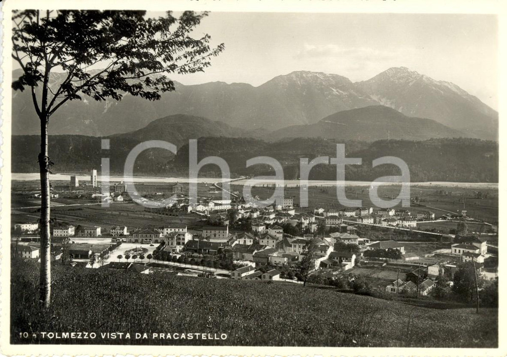 Cartolina originale da collezione 1951 TOLMEZZO UD Il paese visto da PRACASTELLO Cartolina postale FG VG 1