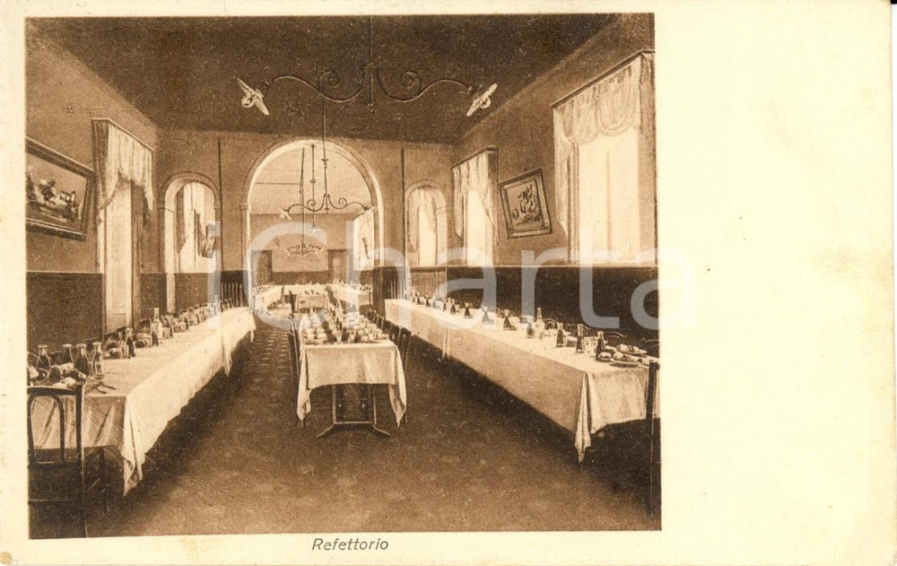 Cartolina originale da collezione 1932 MONZA Refettorio del Collegio BIANCONI Cartolina postale FP VG 1