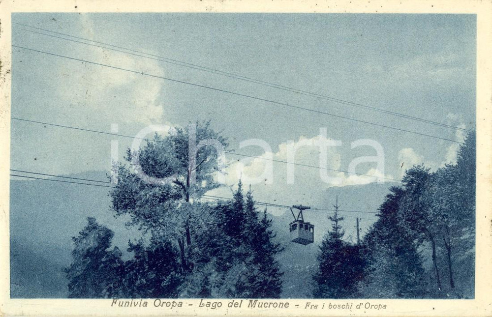 Cartolina originale da collezione 1927 BIELLA OROPA La funivia per il lago MUCRONE Cartolina postale FP VG 1