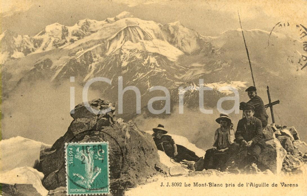 Cartolina originale da collezione 1921 FRANCE Le Mont BLANC pris de l AIGUILLE DE VARENS Cartolina ANIMATA FP VG 1