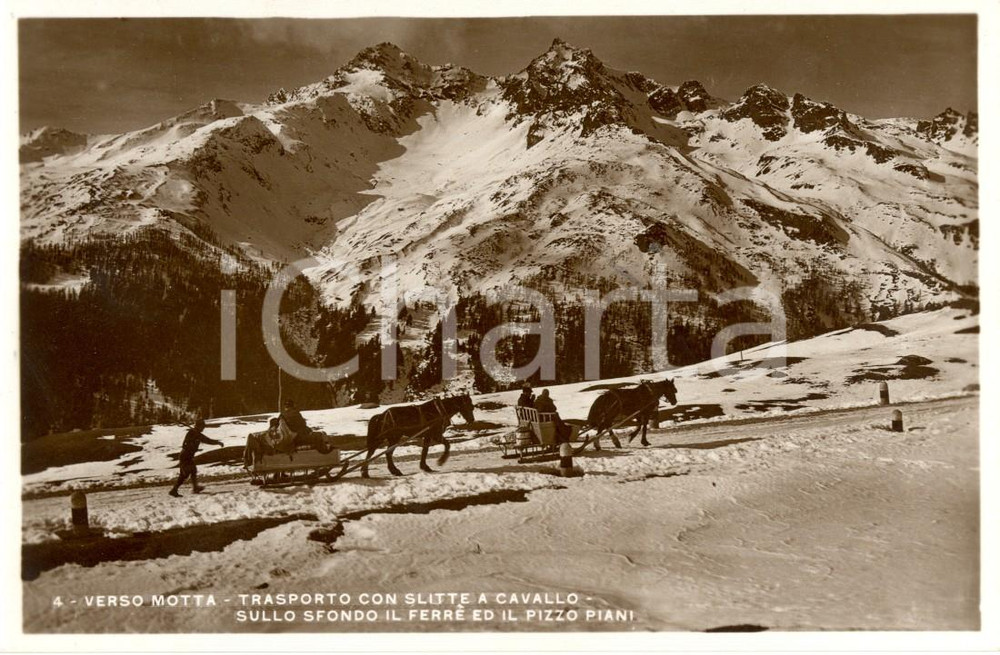 Cartolina originale da collezione 1939 MADESIMO Strada per MOTTA con FERRE  e PIANI  Casa Alpina LAGO AZZURRO 1