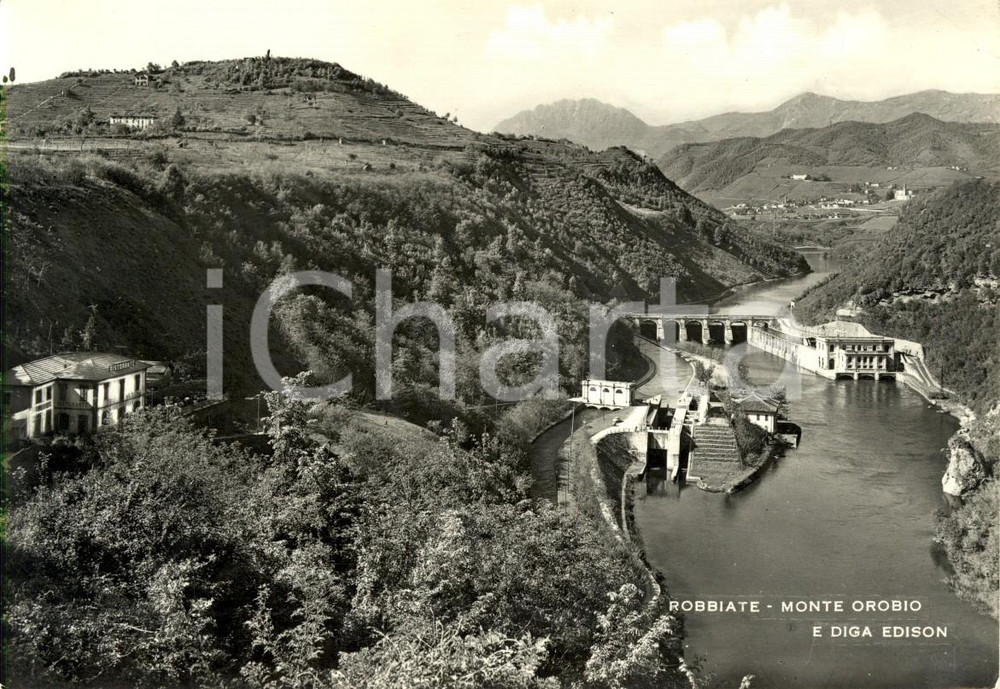 Cartolina originale da collezione 1959 ROBBIATE (LC) Veduta monte OROBIO e diga EDISON *Cartolina postale FG VG 1