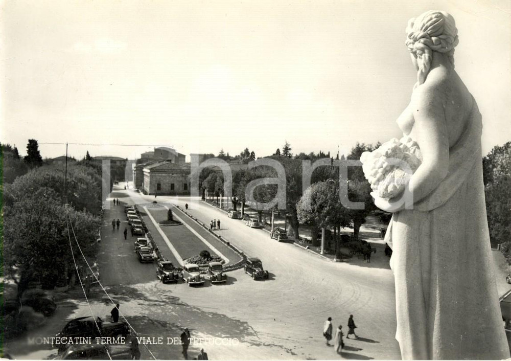 Cartolina originale da collezione 1950 ca MONTECATINI TERME PT Viale del TETTUCCIO Cartolina ANIMATA FP NV 1