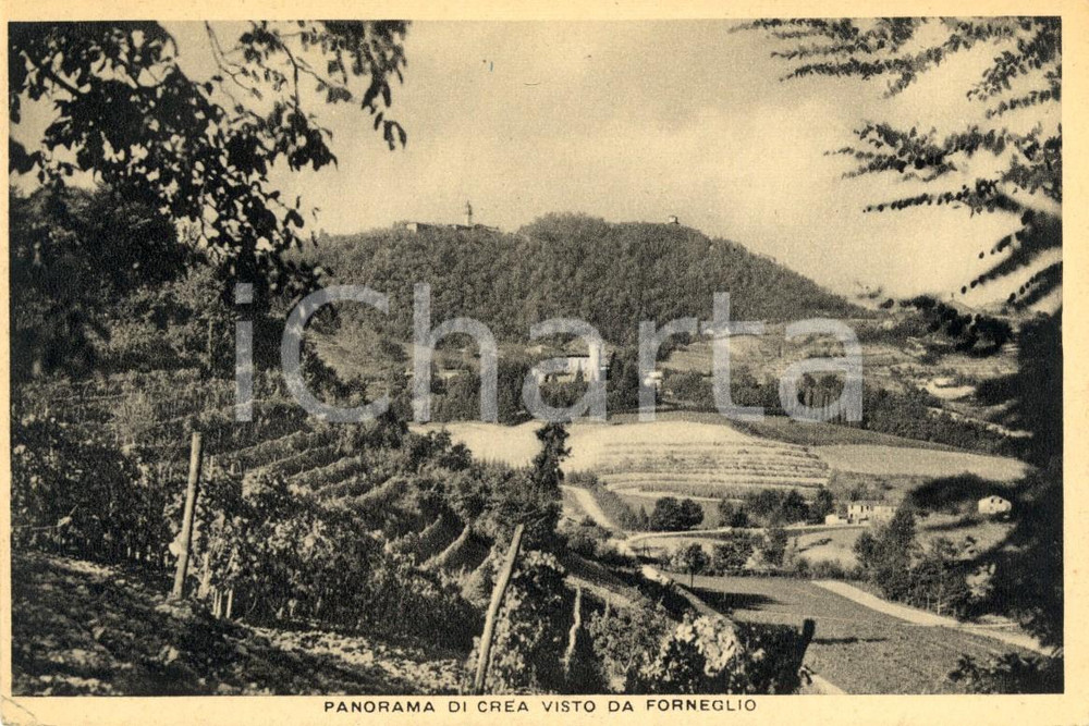 Cartolina originale da collezione 1940 ca SERRALUNGA DI CREA AL Panorama vallata da FORNEGLIO 1