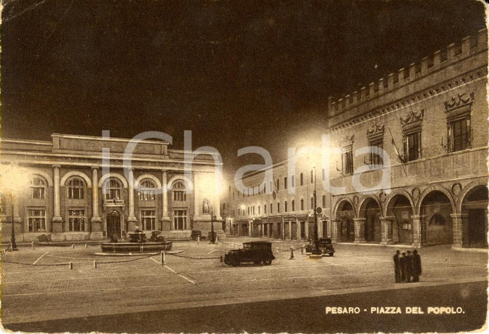 Cartolina originale da collezione 1940 ca PESARO Veduta piazza del POPOLO Cartolina postale ANIMATA FG NV 1