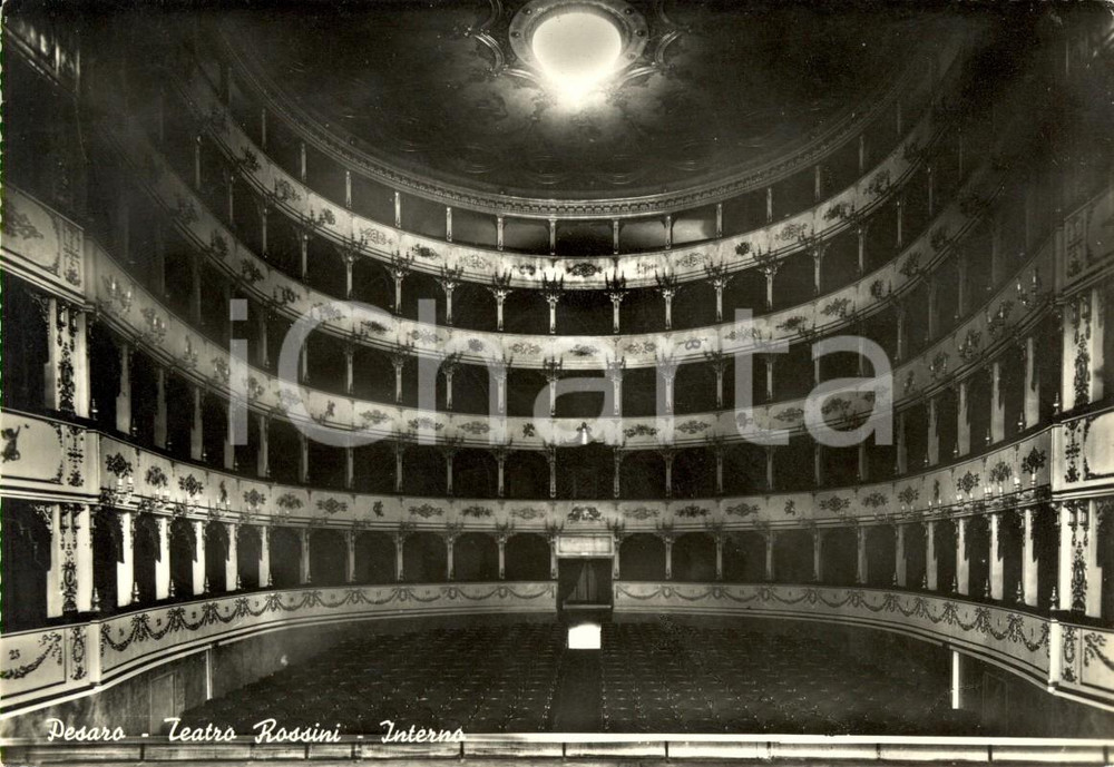 Cartolina originale da collezione 1950 ca PESARO Interno del teatro ROSSINI Cartolina postale FG NV 1