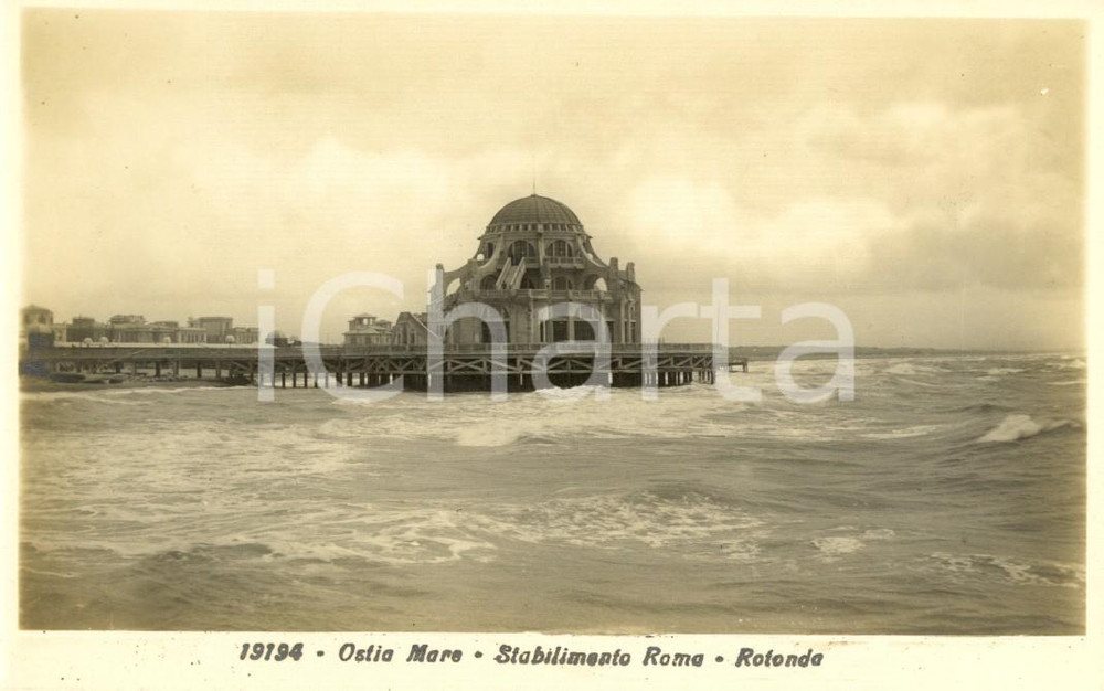 Cartolina originale da collezione 1930 ca OSTIA ROMA La rotonda sul mare dello stabilimento balneare ROMA FP 1