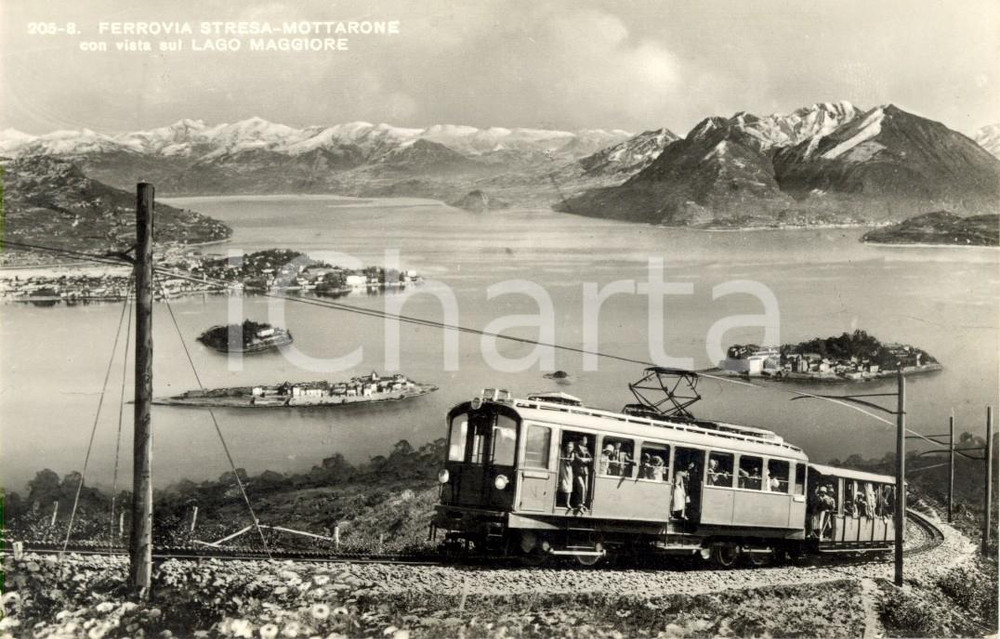 Cartolina originale da collezione 1955 ca STRESA Lago MAGGIORE e isole BORROMEE dalla ferrovia del MOTTARONE NV 1