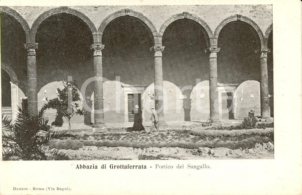 Cartolina originale da collezione 1900 ca GROTTAFERRATA (ROMA) Portico del SANGALLO nell'abbazia di SAN NILO *NV 1