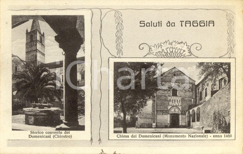 Cartolina originale da collezione 1941 TAGGIA IM Vedutine convento e chiesa di SAN DOMENICO Cartolina FP VG 1