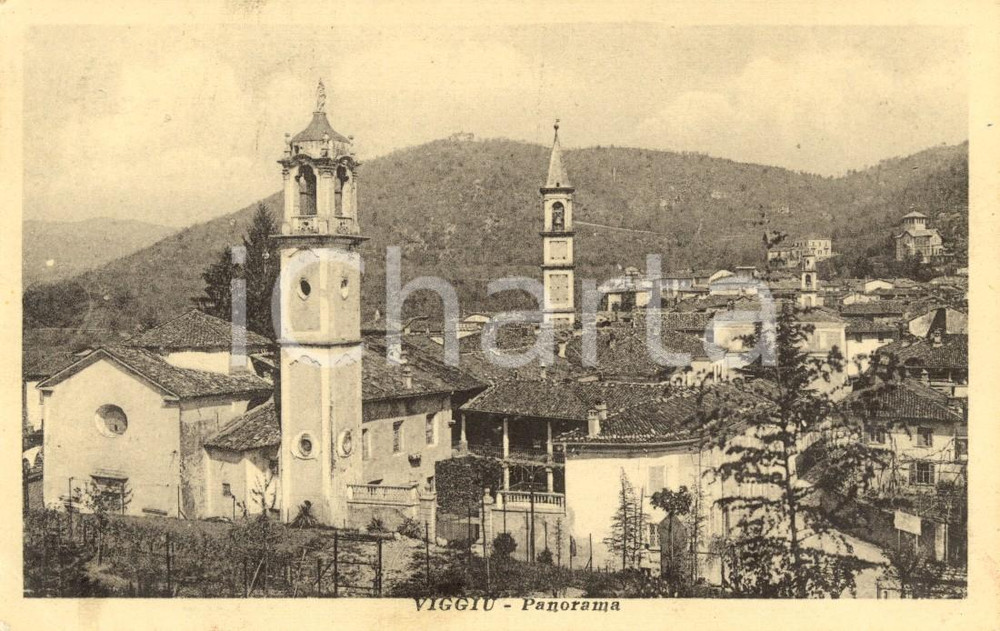 Cartolina originale da collezione 1925 VIGGIU  VA Panorama paese e chiesa parrocchiale Cartolina FP VG 1