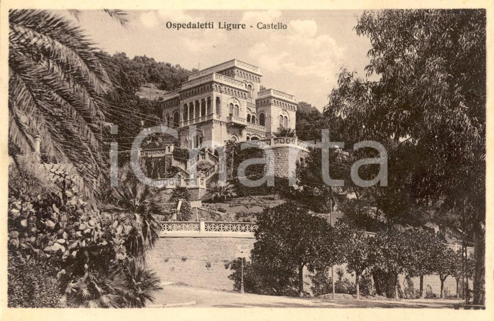 Cartolina originale da collezione 1928 OSPEDALETTI IM Veduta del castello Cartolina postale FP VG 1