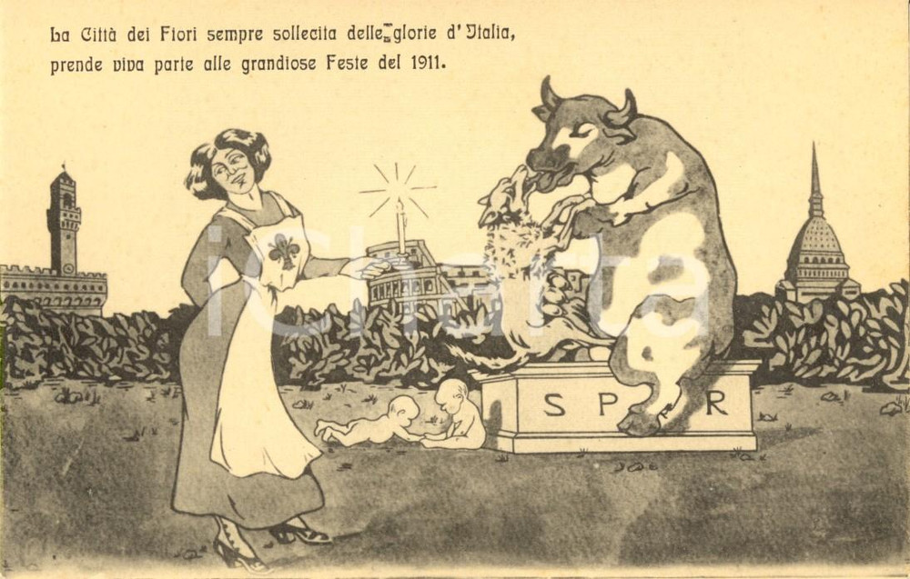 Cartolina originale da collezione 1911 ROMA La CittÃ  dei Fiori sempre sollecita delle glorie d ITALIA ILLUSTRATA 1