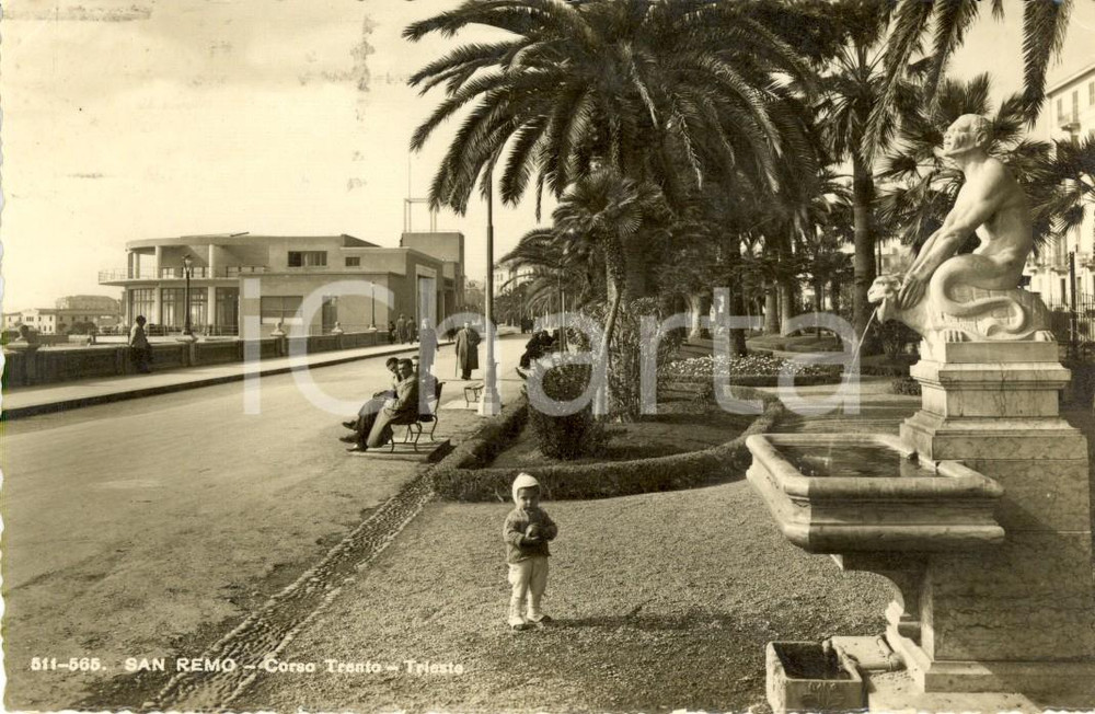 Cartolina originale da collezione 1943 SANREMO IM Veduta di Corso TRENTO e TRIESTE Cartolina ANIMATA FP VG 1