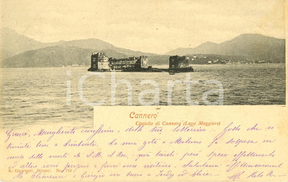 Cartolina originale da collezione 1900 CANNERO RIVIERA (VB) Veduta del castello sul lago MAGGIORE *Cartolina FP VG 1