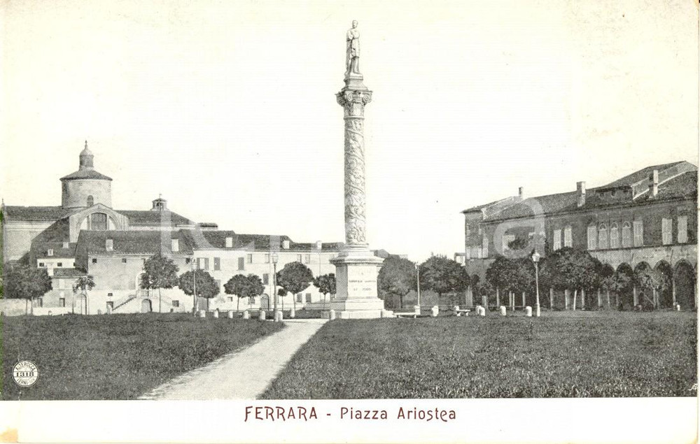 Cartolina originale da collezione 1930 ca FERRARA Piazza ARIOSTEA con monumento ad ARIOSTO *Cartolina FP NV 1