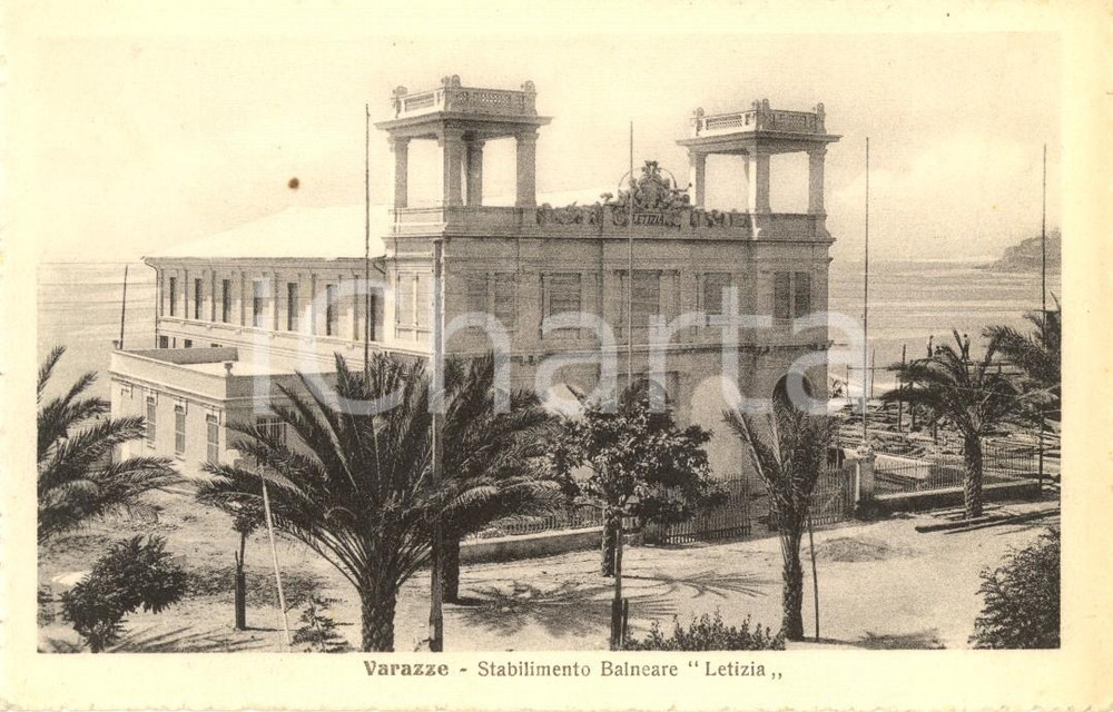 Cartolina originale da collezione 1930 ca VARAZZE (SV) Veduta dello stabilimento balneare LETIZIA *Cartolina FP NV 1