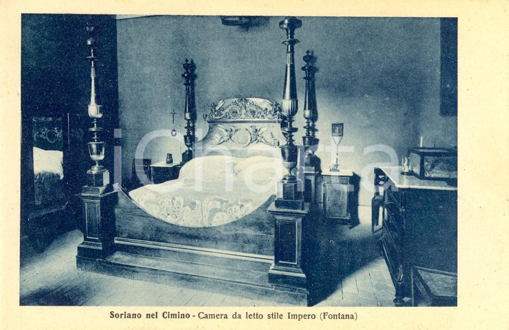 Cartolina originale da collezione 1930 ca SORIANO NEL CIMINO VT Camera da letto stile Impero Cartolina FP NV 1